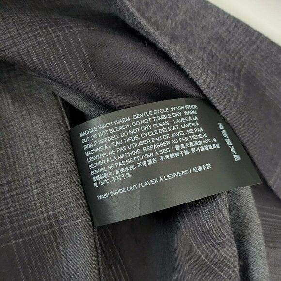 THEORY Men's Irving - S, M, L, XL -  Flannel Check Sport Shirt - Charcoal Check - Picture 7 of 8